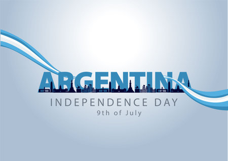 happy independence day Argentina 9th of July greetings. vector illustration design.のイラスト素材