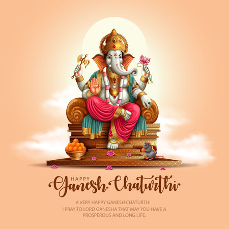 Lord Ganpati on Ganesh Chaturthi background. abstract vector illustration design backgroundのイラスト素材