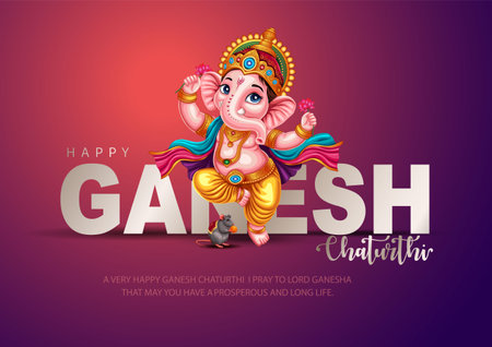 Lord Ganpati on Ganesh Chaturthi background. new abstract vector illustration design backgroundのイラスト素材