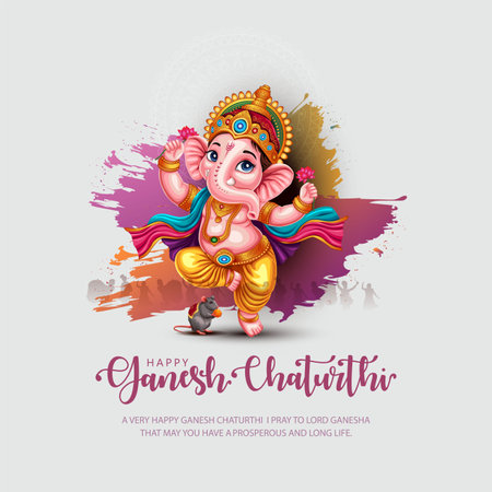 Lord Ganpati on Ganesh Chaturthi background. new abstract vector illustration design backgroundのイラスト素材