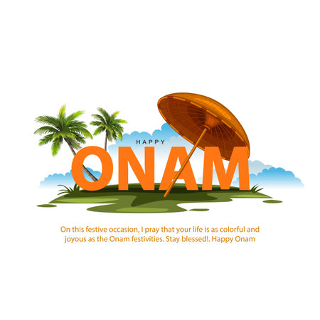 new happy Onam celebration greetings. abstract vector illustrationのイラスト素材
