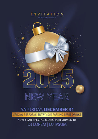 2025 Happy New Year club poster Background for your Flyers and Greetings Card graphic or new year themed party invitations. abstract vector illustration designのイラスト素材