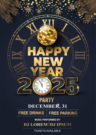 2025 Happy New Year Background for your Flyers and Greetings Card or new year themed party invitation. abstract vector illustration designのイラスト素材