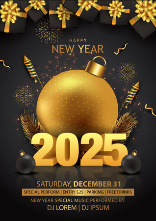2025 Happy New Year Background for your Flyers and Greetings Card or new year themed party invitation. abstract vector illustration designのイラスト素材