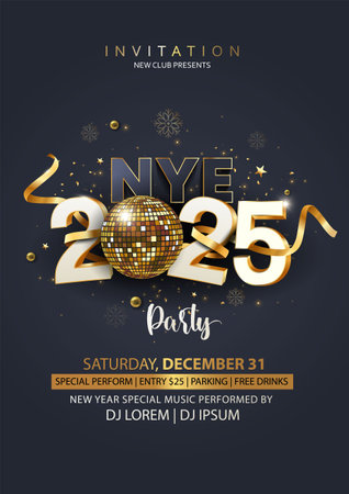 2025 Happy New Year club poster Background for your Flyers and Greetings Card graphic or new year themed party invitations. abstract vector illustration designのイラスト素材