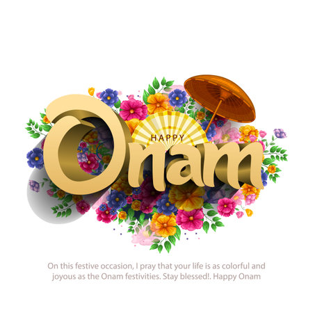 new happy Onam celebration greetings. abstract vector illustrationのイラスト素材