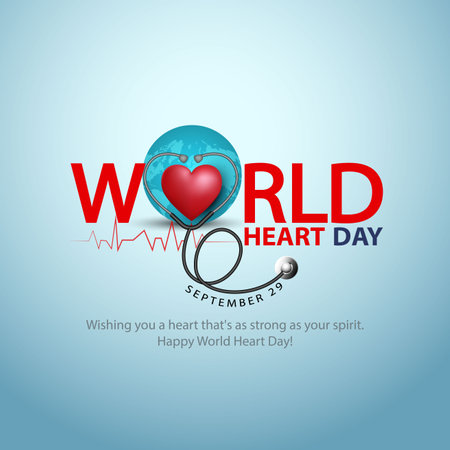 World heart day with red heart and world sign. abstract  vector illustration designのイラスト素材