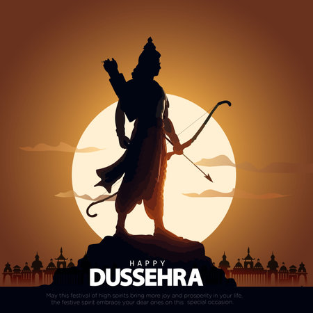 Happy Dussehra festival of India. of Lord Rama killing Ravana. vector illustration designのイラスト素材
