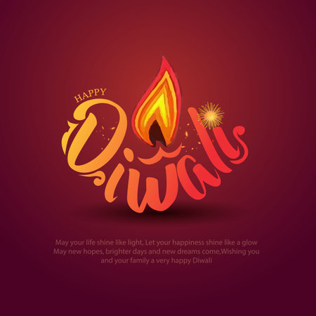 happy Diwali. Indian festivals of light with outline Diya. vector illustration designのイラスト素材