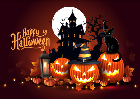 happy Halloween poster, flyer, banner creative design. abstract vector illustration designのイラスト素材