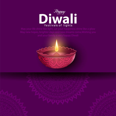 happy Diwali. Indian festivals of light with outline colorful Diya. abstract vector illustration designのイラスト素材