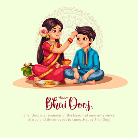 beautiful Bhai dooj festival greeting card India. editable abstract vector illustration designのイラスト素材