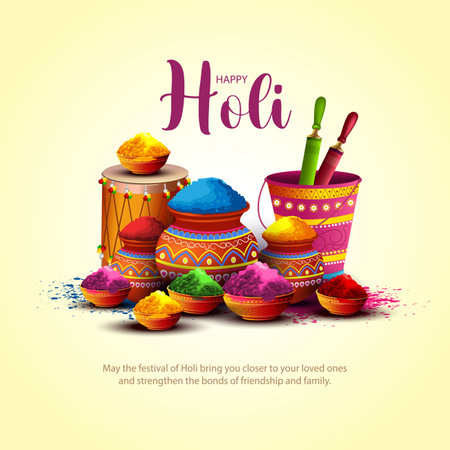 Indian festival happy Holi with colorful background. abstract vector illustration designのイラスト素材