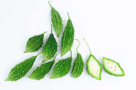 Momordica charantia on white backgroundの写真素材