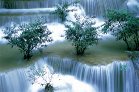 Waterfall in Kanchanaburi Province, Thailandの写真素材