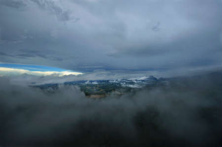 fog and cloud mountain valley landscape, western of Thailand