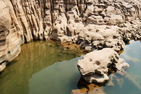 Natural of Rock Canyon in Khong Riverの写真素材
