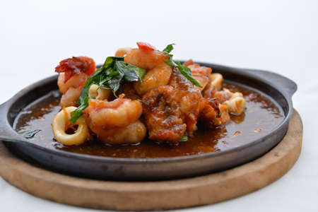 Stir Fried Squid and shrimp with Roasted Chili Pasteの写真素材
