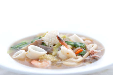 Rice Noodles sea food and Vegetablesの写真素材