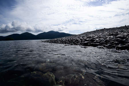 Pebble stone on the beachの写真素材
