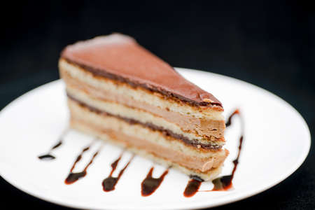 Chocolate pie with caramelの写真素材