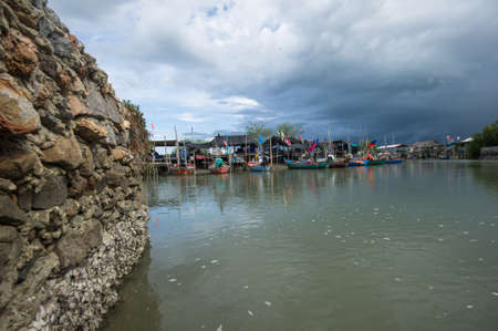 The fishing village local Thailand, asiaの写真素材
