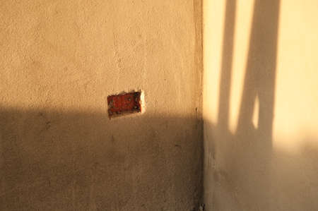 Concrete block for a new building on a construction site in rural countryside.