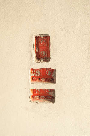 Concrete block for a new building on a construction site in rural countryside.の写真素材