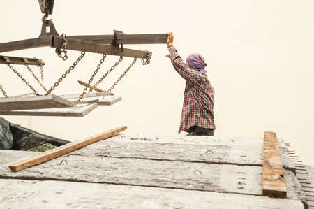 Concrete block for a new building on a construction site in rural countryside.の写真素材