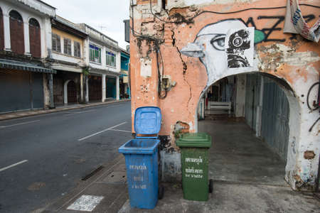 The streets of the old town, Phuket Town, Thailandの写真素材