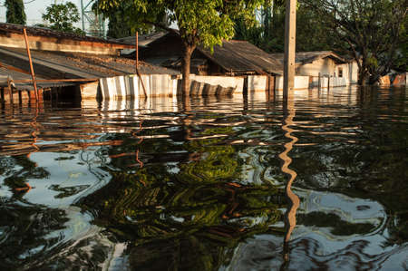 Roads and streets of the city Bangkok are floodedの写真素材