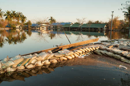 Roads and streets of the city Bangkok are floodedの写真素材