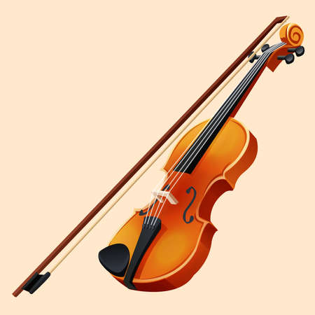 violin and bow instrument music illustration object vectorのイラスト素材