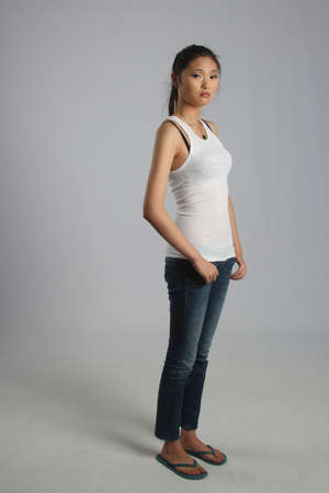Asian model in casual clothing
