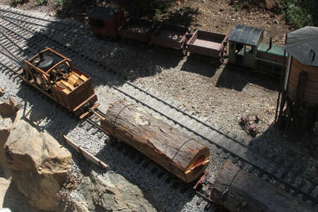 View of model railway, garden railway tour, Bay area, california, summer 2015のeditorial素材