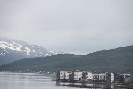 City of Tromso, Norway, View of mountains, buildings, churches and fjords