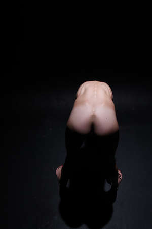 Photoshoot of a redhead in studioの写真素材