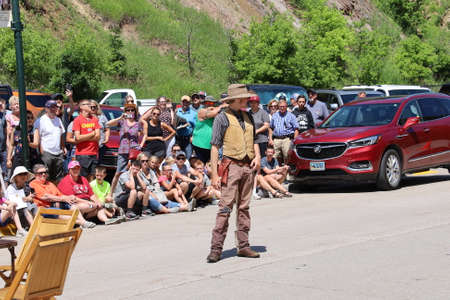 Deadwood, South Dakota: 07/20/2019: Wild west show in deadwood South Dakotaのeditorial素材