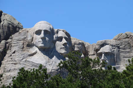 View of presidents carving at mount rusmore, South Dakotaのeditorial素材