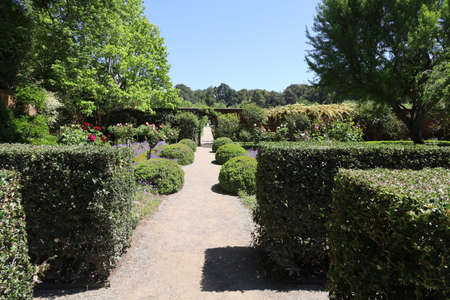 5/10/2021: Woodside, California: View of gardens and buildings at Filoli estatesの写真素材