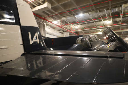 USS Hornet Air and Space museum, bomber plane,のeditorial素材