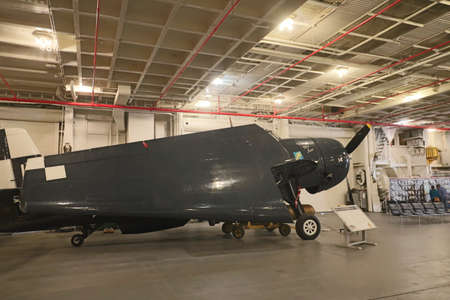 USS Hornet Air and Space museum, bomber plane,のeditorial素材