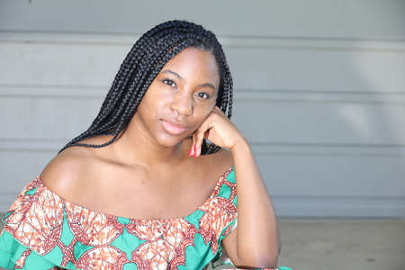 Beautiful black lady in a park