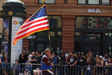 6-10-2022: San Francisco, California: Performers at the San Francisco pride paradeのeditorial素材