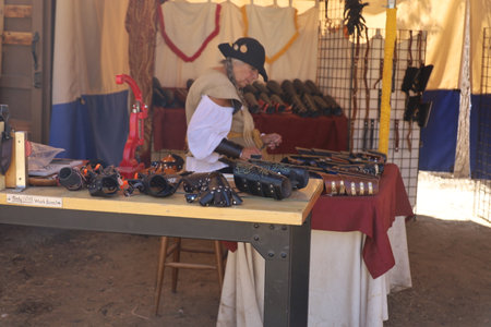 9-11-2022: Hollister, California: People in period costumes at a Renaissance faire, Hollister...