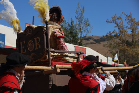 9-11-2022: Hollister, California: People in period costumes at a Renaissance faire, Hollister Californiaのeditorial素材