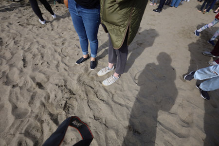 10-15-2022:San Francisco, California: SandKastle tournament in San Francisco. People making sand scultpures in teamsのeditorial素材