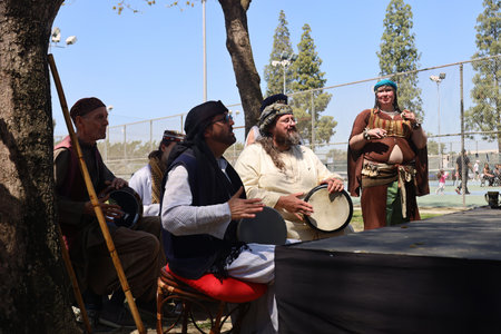 4-15-2023: Visalia, California: Belly dancers in period costumes at a Renaissance Faire