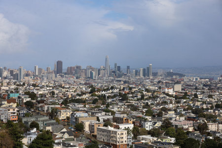 2-1-2024: San Francisco, California, USA: San Francisco from Goat Hillの写真素材