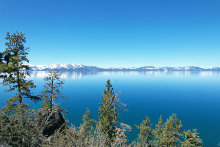 Photo of Lake Tahoe California from the airの写真素材